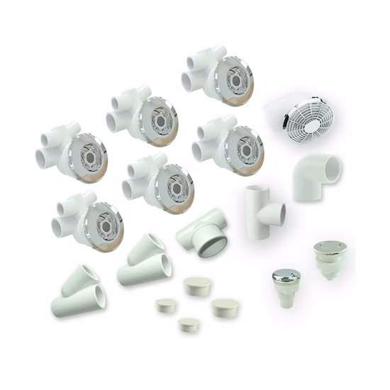 Proway 월풀 욕조 시스템(하이드로 펌프, 제트, 공기 조절 장치, 흡입, 대형 플러그, 소형 플러그, 90도 엘보우, Y자형 조인트 등 포함)(월풀 키트 68)